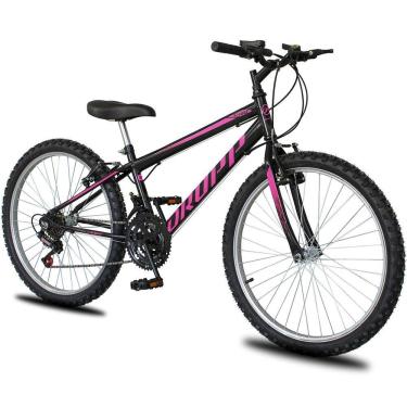Imagem de Bicicleta Aro 26 Dropp Sport Infantil Adulto18 Vel Marchas Freio V-brake - Preto e Rosa