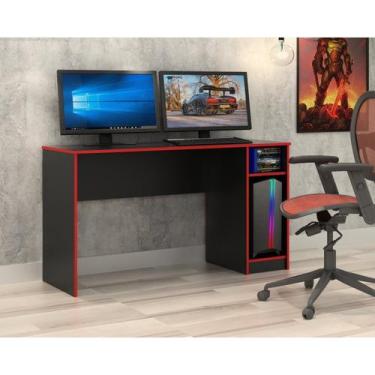 Imagem de Escrivaninha Mesa Escritório Gamer ME410 136cm Preto E Vermelho - DJD 