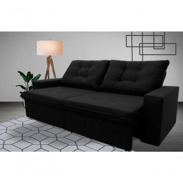 Imagem de Sofá Retrátil Reclinável Malta 2,00m Suede Velut Preto Molas No Assento - King House