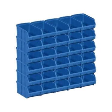 Imagem de Kit 6 Caixa Box Gaveteiro Industrial Bin Azul n3 8x10x16cm - Caixaplas