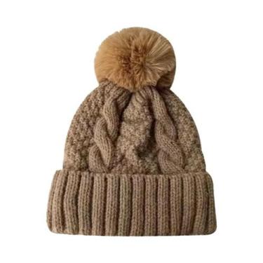Imagem de Gorro Feminino De Inverno Grosso De Pelúcia Com Pompom De Pelo, Cor Só
