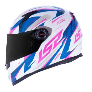 Imagem de Capacete LS2 FF358 Draze Branco Azul e Rosa Brilhante Masculino e Femi