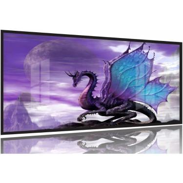 Imagem de Quadro Decorativos Dragão 2 130x60 Moldura Preta 2x2