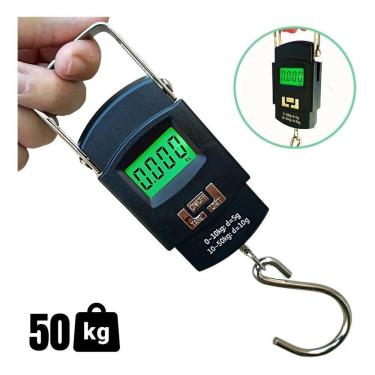 Imagem de Balança Digital Portátil De Mão Bolsa Mala Peixe Até 50Kg