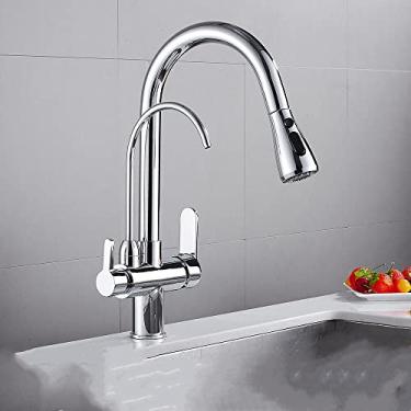 Imagem de Torneiras de cozinha para cozinha de parede guindaste para cozinha filtro de água torneira de três maneiras pia misturador torneira da cozinha, 0195 cromo, China