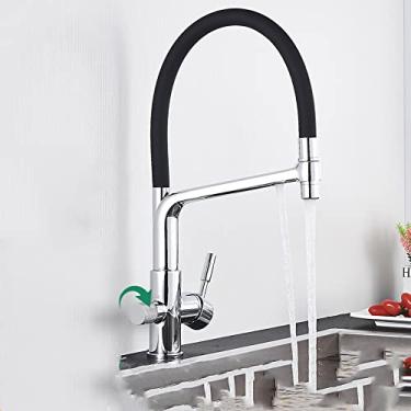 Imagem de Torneira de cozinha filtro escovado ouro 360 giratório torneiras de água pura para cozinha preto pull down purificação torneira misturadora de água, cromo B, China