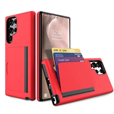 Imagem de Para Samsung Galaxy S22 Ultra 5G Case Carteira Porta Cartão de Crédito Capa para Samsung S22 Plus S21 S20 FE S10 Plus Note 20 A12 A52 72, Vermelho, Para Galaxy S10