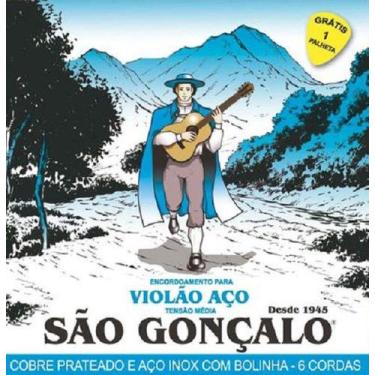 Imagem de Encordoamento 011 Aço Prata Violão Com 12 São Gonçalo - Sao Goncalo