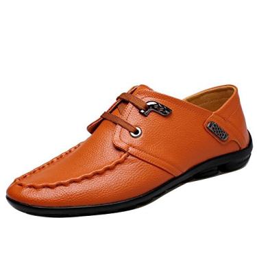 Imagem de Sapato masculino casual de couro formal Gaorui com ponta de asa macia com cadarço EU 38-42, Giallo Marrone, 7