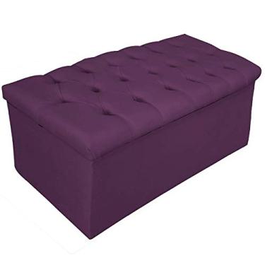 Imagem de Recamier Baú Estofada Mel 100 cm Solteiro Com Capitonê Suede Roxo - ADJ Decor