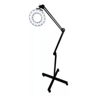 Imagem de Lupa Luminária Articulada Led Estética Tripé Rodinhas Preta