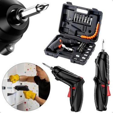 Imagem de Kit Parafusadeira Elétrica Sem Fio Bivolt 110V/220V Modelo Reversível 