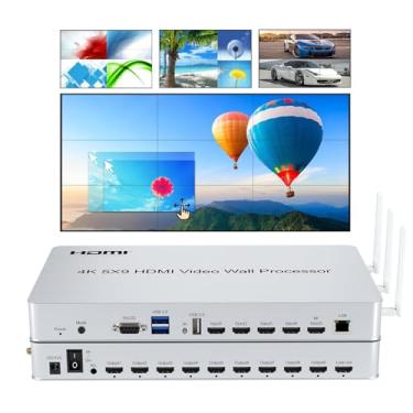 Imagem de RIJER Controlador De Parede Vídeo 4K/30 Uhd 3X3 2X4 Com Suporte Para Entradas 3840X2160 A 30 Hz Tv 9 Telas Emenda, Comutador Matriz Hdmi, Divisor Emenda Pip-Pop, Modo Retrato, Rotação 90 Graus