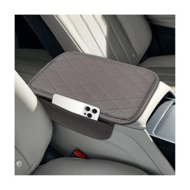 Imagem de MTRPS Capa de console central de carro, protetor de couro impermeável para descanso de braço com 2 bolsas de armazenamento, almofada de apoio de braço para console central resistente ao desgaste e