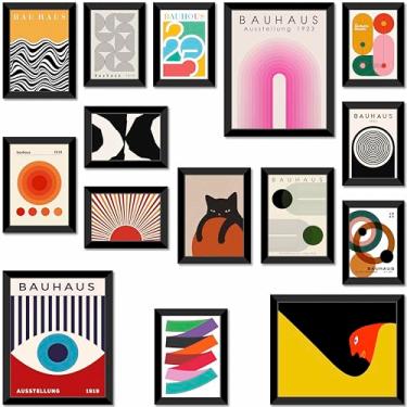 Imagem de LANCHI95 16 peças de decoração de casa preto e branco, arte de parede eclética, pôsteres minimalistas para estética de sala de estar, impressões de parede de galeria abstrata Matisse para quarto, kit