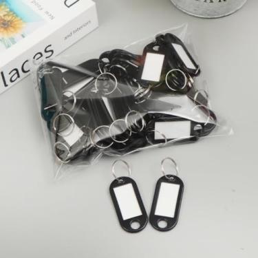 Imagem de Chaveiro de plástico 50 peças com anel dividido de metal, etiquetas de identificação duráveis para bagagem, organização de escritório em casa, preto