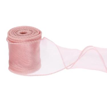 Imagem de PATIKIL Fita de chiffon com fio de 6 cm x 10 metros, fita de organza transparente com fio de cauda de peixe fitas de presente para artesanato embrulho de presente buquê floral, rosa coreano