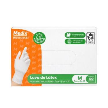 Imagem de Luva De Látex Descartável Medix Sem Pó 100 Unidades Tam M