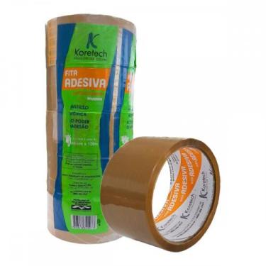 Imagem de Fita Adesiva Embalagem Koretech Marrom 48Mm X 100M - Kit C/5 Pecas