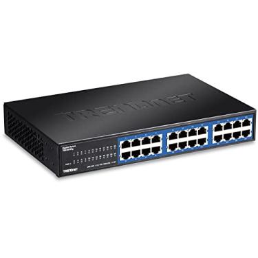 Imagem de Switch de desktop Gigabit GREENnet não gerenciado de 24 portas TRENDnet, switch de rede Ethernet, 24 portas RJ-45 Gigabit Ethernet 10-100-1000, capacidade de comutação de 48 Gbps, proteção vitalícia, preto, TEG-S24DG