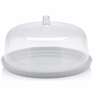 Imagem de Boleira 30cm Porta Bolo Docinhos Bancada Prato Dois Lados Branco