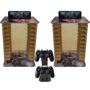 Imagem de Kit 2 Porta 11 Jogos Físico Gamer Re + Suporte Controle 22x16,3x29,4 M
