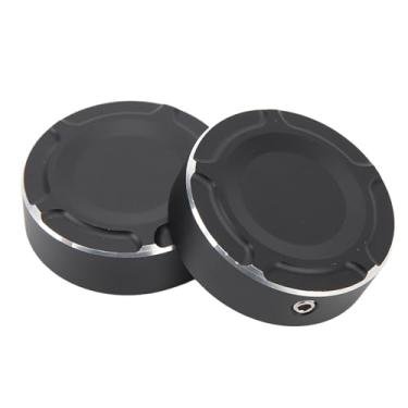 Imagem de GRCFUMO 2PCS Tampa do caule do garfo dianteiro, capa do garfo de alças do garfo de alças de alta resistência CNC, tampa da tampa da porca do eixo superior de alumínio do garfo (Padrão esculpido)