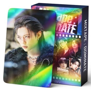 Imagem de PYAJUU Stray Kids Laser Photocard 55 peças Stray Kids Album Photocard KPOP Straykids Mixtape: dominATE Photo Cards HOP Album Card Gift for Fans FELIX Photo Cards Bangchan Cartão postal HYUNJIN