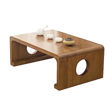 Imagem de SDVantage Mesa de chá de tatame multifuncional, mesa baixa de madeira maciça, sala de estar, varanda, janela, mesa retangular, mesa de centro guoxue, mesa de estudo, 100 x 55 x 30 cm