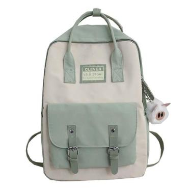 Imagem de Mochila escolar casual de nylon impermeável de cor sólida de grande ca