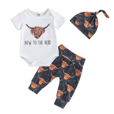 Imagem de Conjunto de roupas SAYOO Western Cowboy Newborn Baby Boy 3-6 meses