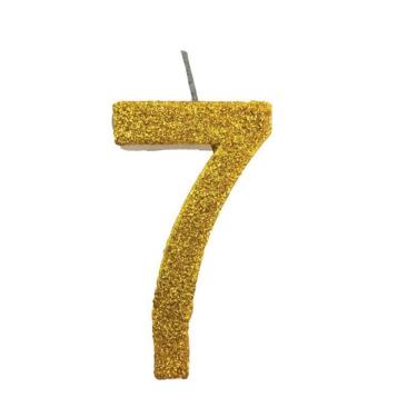 Imagem de Vela De Aniversário 7 Dourada Glitter