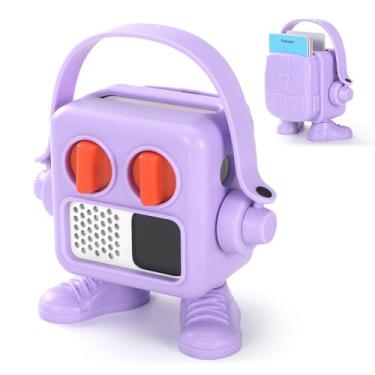 Imagem de YUULNMOP Capa protetora de plástico multifuncional compatível com Yoto Mini Player, capa protetora à prova de choque com design de robô fofo com alça para crianças, várias cores (roxo)