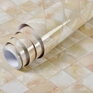 Imagem de Papel de parede 40 cm de largura impermeável e à prova de óleo para superfícies de cozinha e banheiro, fogões, mesas, armários e móveis, textura de pedra com padrão de diamante.