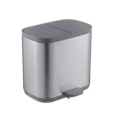 Imagem de Caixotes de lixo, lixo e reciclagem lata de sortitrash de aço inoxidável lata de lixo doméstico Footdal com tampa cozinha Liviroom cesto de papel para resíduos úmidos e secos/cinza/a