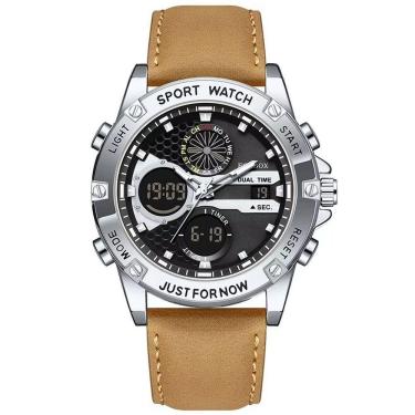 Imagem de Relógio Digital Esportivo Quartzo Display Duplo á Prova D´agua Preto Prata