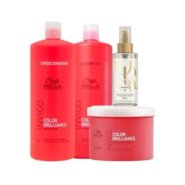 Imagem de Kit Wella Professionals Shampoo 1L, Condicionador 1L e Máscara 500ml Invigo Color Brilliance + Óleo Light Oil Reflections 100ml