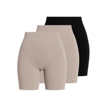 Imagem de Kit com 3 Bermudas Feminina Modeladora Liz 74394 Bege-Feminino