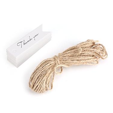 Imagem de Etiquetas de agradecimento,100 PCS etiquetas de presente de papel kraft, etiquetas de exibi??o com corda pendurada, mini etiquetas de exibi??o em branco grav¨¢veis(White), Etiqueta Etiquetas de e