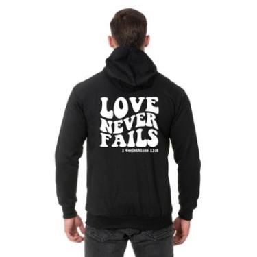 Imagem de Moletom Masculino Blusa de Frio Canguru Love Never Fails-Masculino