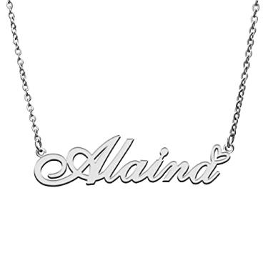 Imagem de RONKAH Colar de nome personalizado personalizado com coração colar de nome personalizado para mulheres colar de moda pessoal melhor presente para menina, mãe, filha, amizade, Natal, aniversário,