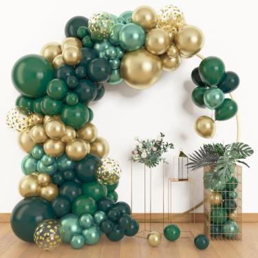 Imagem de Kit Arco de Balões Garland Amandir Verde e Dourado - 153 Unidades