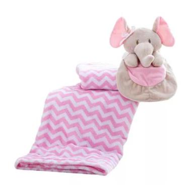 Imagem de Manta Bebê Naninha Microfibra Toque Macio Elefante Rosa - Corttex