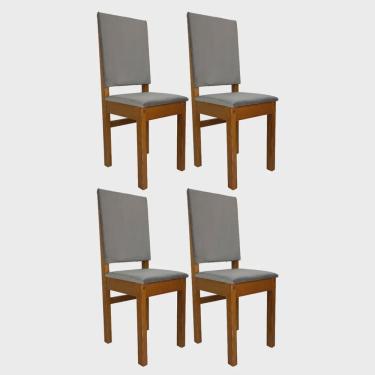 Imagem de Conjunto 4 Cadeiras Encosto Estofado Zamarchi Canela Joli Creme