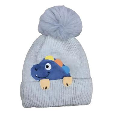 Imagem de Touca Gorro Infantil Dinossauro Pompom Forrada Inverno 1855 - Fofinho,