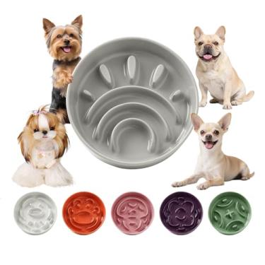 Imagem de Tigela de cerâmica para alimentação lenta para gatos - Prato de ração para cães pequenos com design de labirinto - Tigela para alimentação de gatos - Alimentador lento para alimentação de animais de
