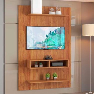 Imagem de Painel para Tv Até 50 Byte com Nicho e 2 Prateleiras Mel Repleta