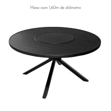Imagem de Mesa Ripada 1,60m com Giro Interno pé em X em Alumínio - Sarah Móveis