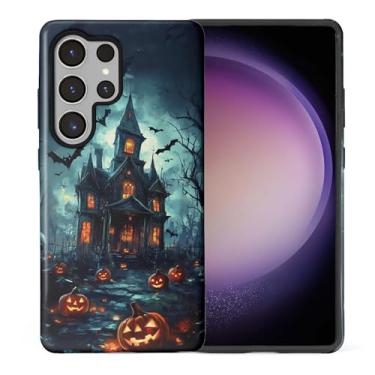 Imagem de CARLOCA Compatível com Samsung Galaxy S25 Ultra Full Body Matte Case para meninas meninos capa dura à prova de choque para Samsung Galaxy S25 Ultra Fashion Pattern Halloween Casa Assombrada Morcegos