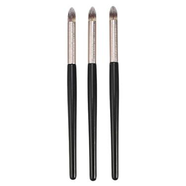 Imagem de Conjunto de 3 pincéis de maquiagem, pincel iluminador, pincel corretivo para clareamento facial, pincel de borrão de olhos, pincel aplicador de base de cabo de madeira, ferramenta de maquiagem